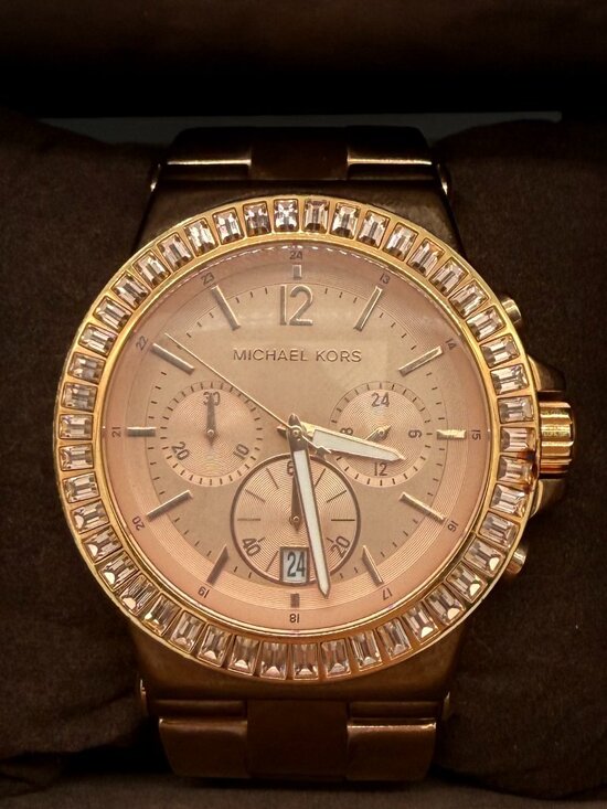 Michael Kors Rose Gold Tone Baguette Bezel Chronograph Ladies Watch MK5412 main image 7
